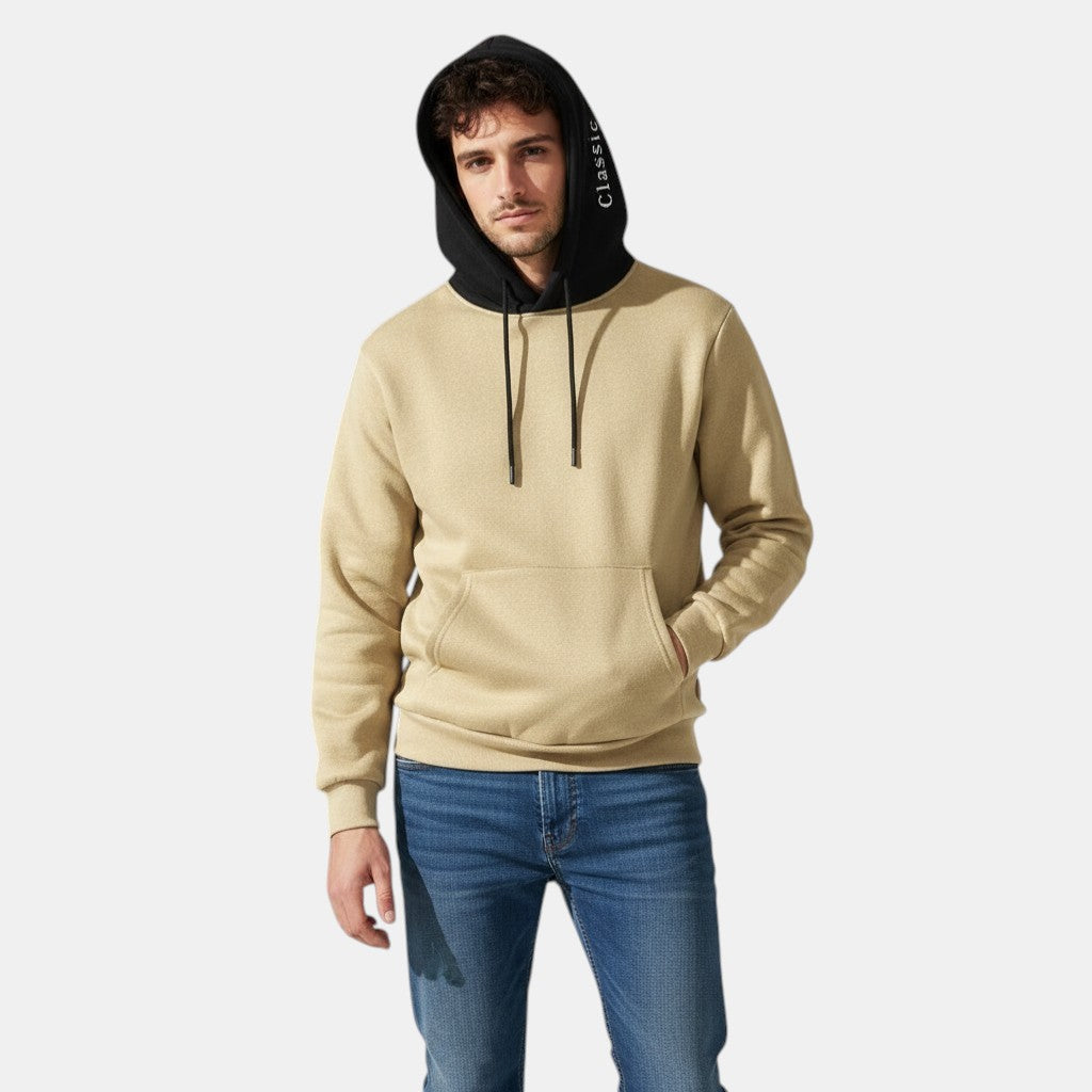Men’s Contrast Hood Pullover Hoodie