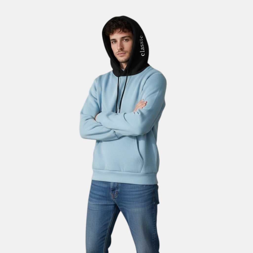 Men’s Contrast Hood Pullover Hoodie
