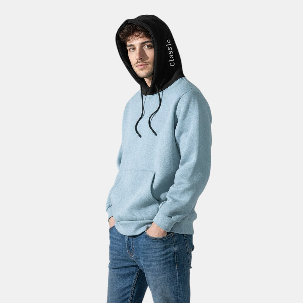 Men’s Contrast Hood Pullover Hoodie