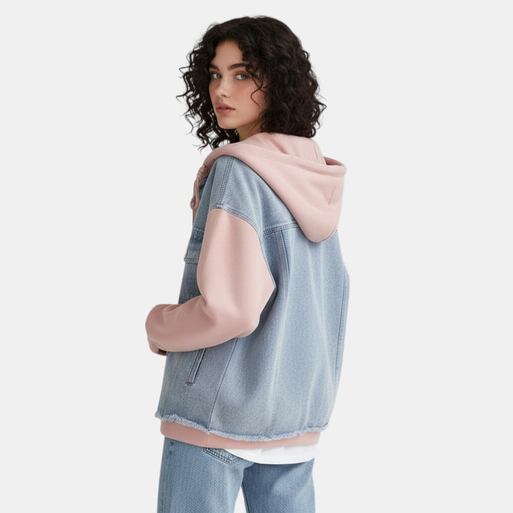 Women’s Denim Panel Hoodie Jacket