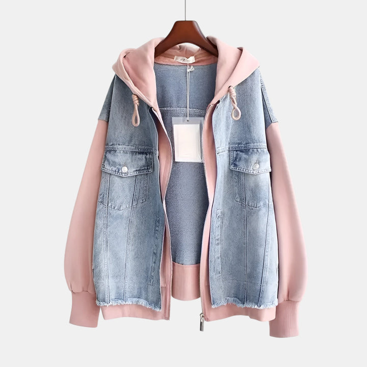 Women’s Denim Panel Hoodie Jacket