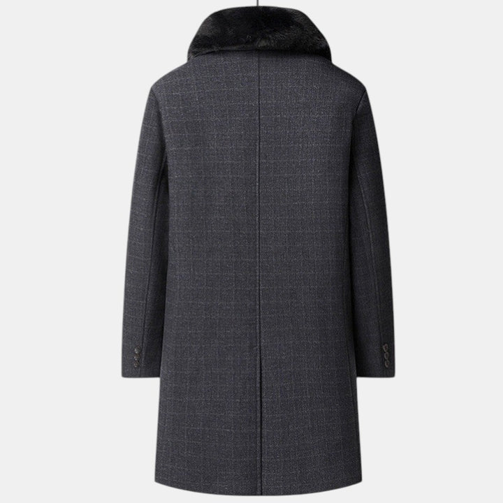 Men’s Long Overcoat with Faux Fur Collar