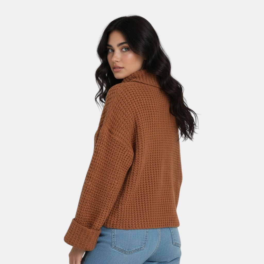 Women’s Boxy Waffle Knit Sweater