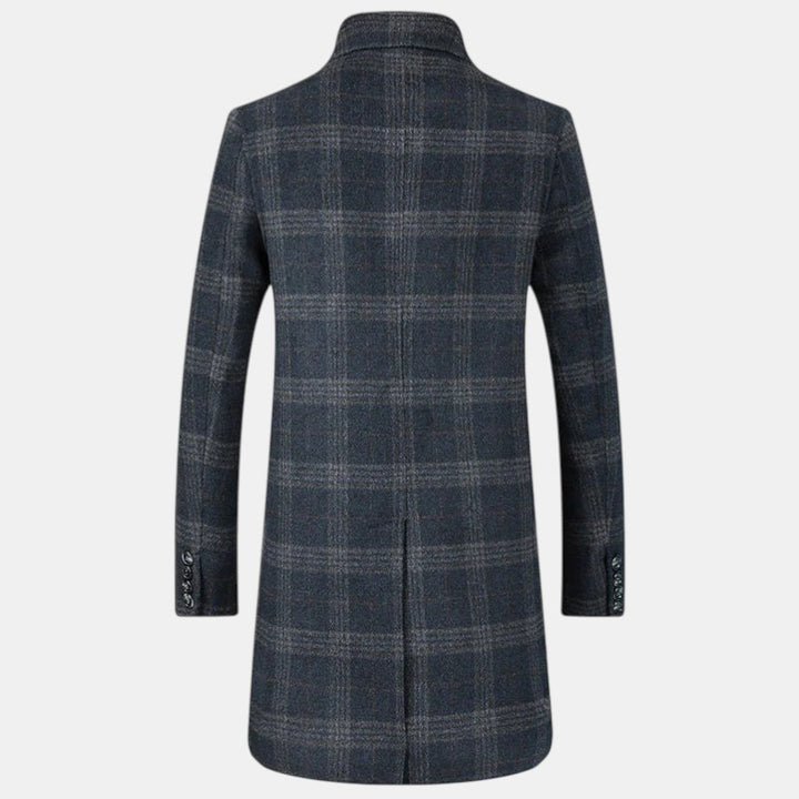 Men’s Longline Plaid Overcoat