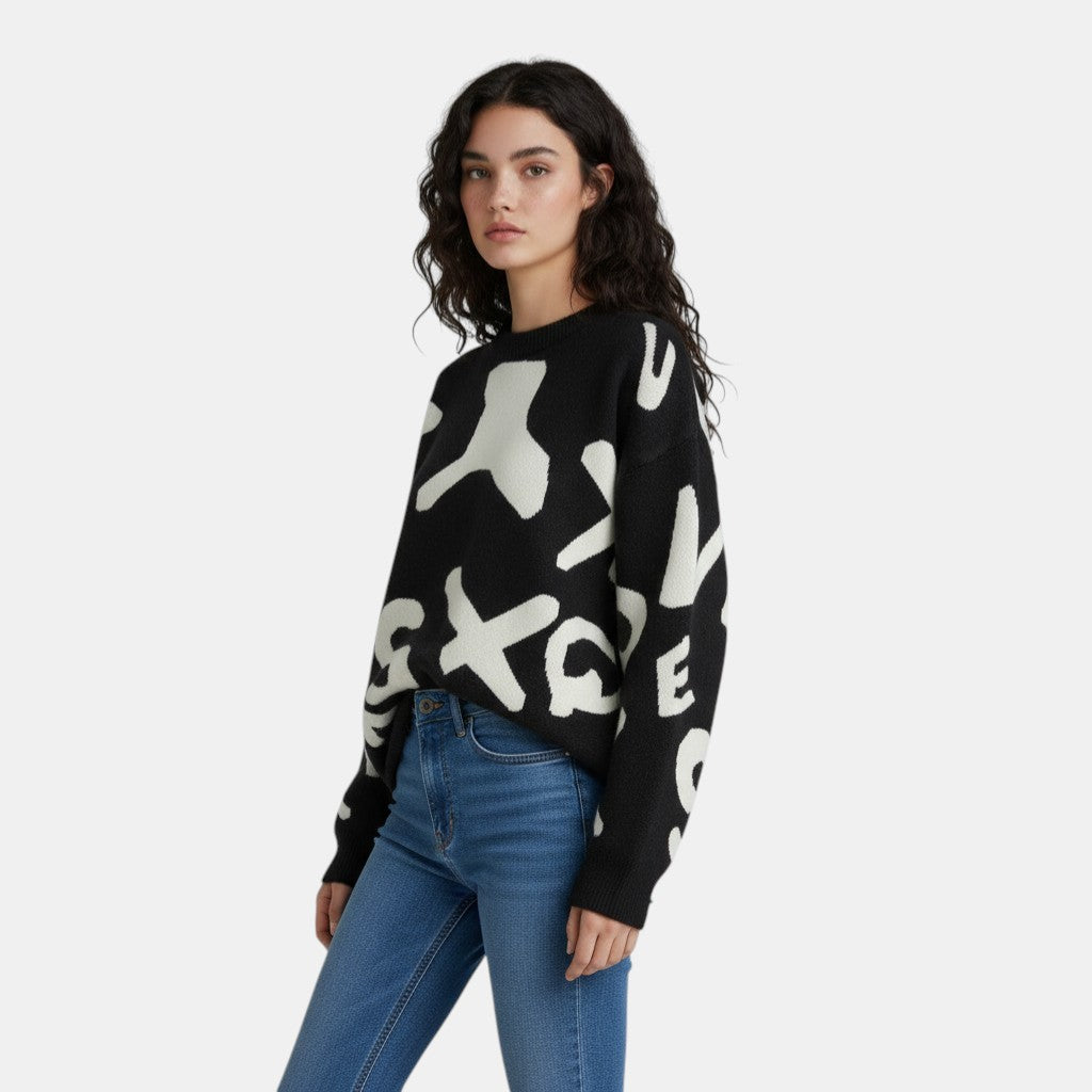 Women’s Oversized Graphic Knit Sweater