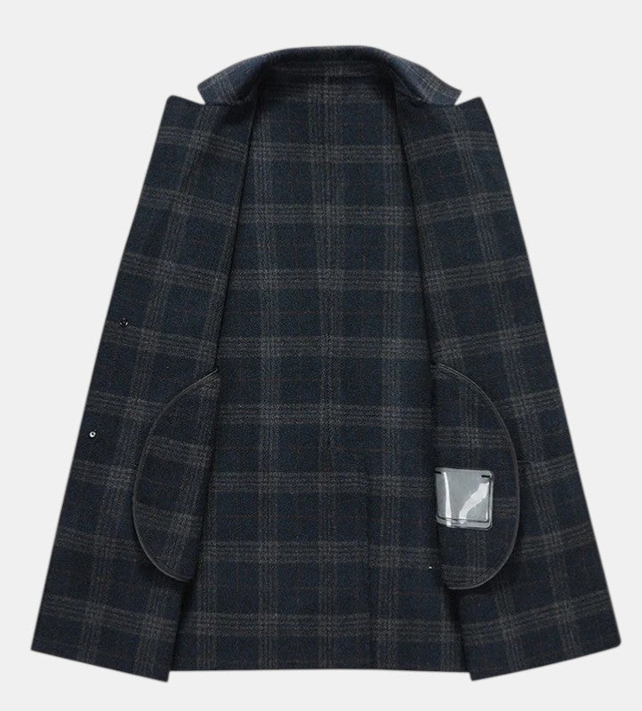Men’s Longline Plaid Overcoat