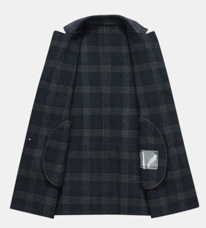 Men’s Longline Plaid Overcoat