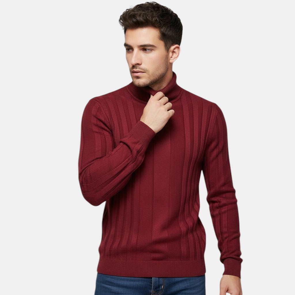 Men’s Ribbed Knit Turtleneck Sweater