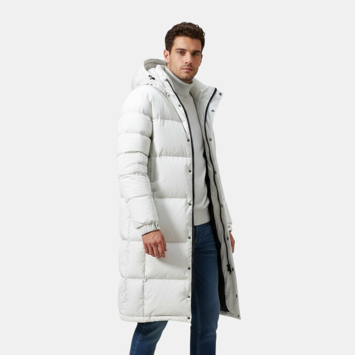 Men’s Long Puffer Coat with Hood