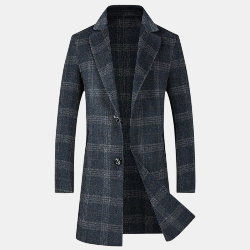 Men’s Longline Plaid Overcoat