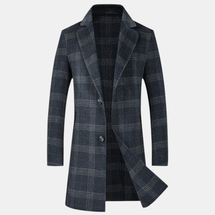 Men’s Longline Plaid Overcoat