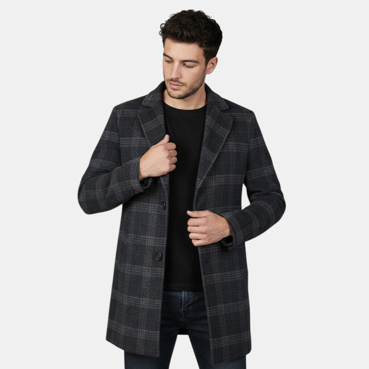 Men’s Longline Plaid Overcoat