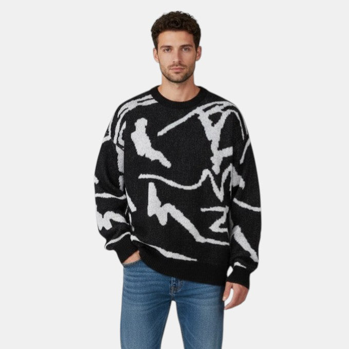 Men’s Abstract Pattern Knit Sweater