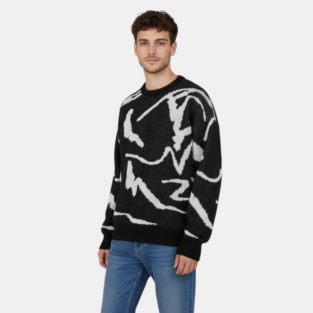 Men’s Abstract Pattern Knit Sweater