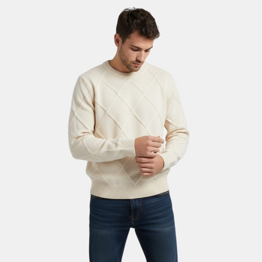 Men’s Crew Neck Textured Knit Sweater